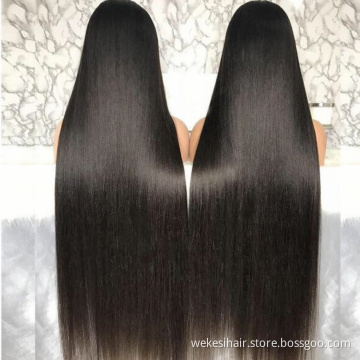 Cheap Pre Plucked Brazilian Human Hair Straight 13*4 HD Swiss Lace Front Wigs For Black Women Transparent HD Lace Wig Straight